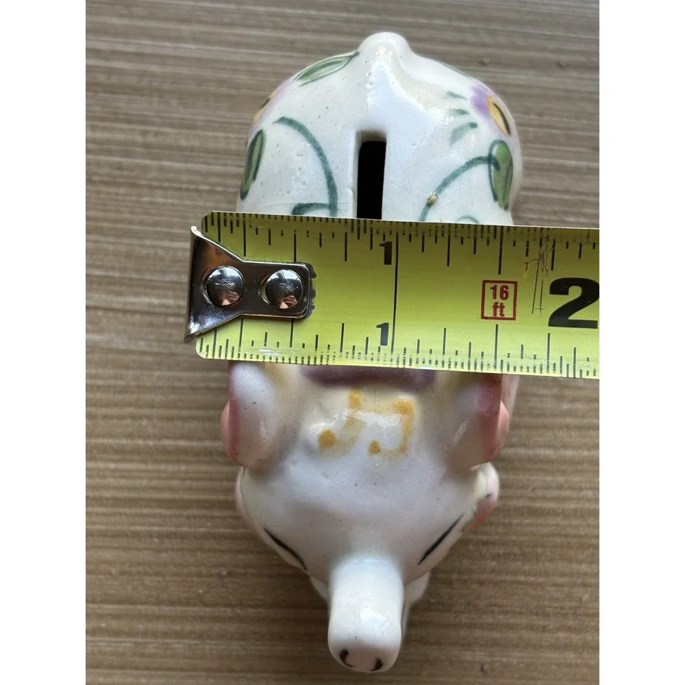 Vintage Whimsical Mini Elephant Nursery Piggy Bank Kitschy Ceramic Hand Painted